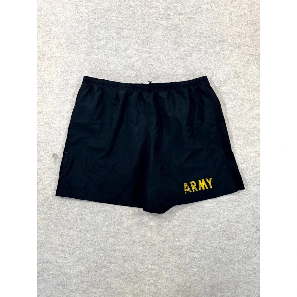 Army Uniform Trunks Shorts Men M Black Physical Fitness Drawstring Logo Training